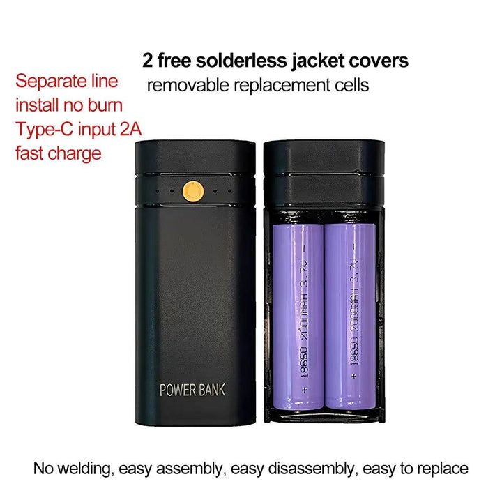 5V 2A 6000mAh 2X 18650 USB Type-C Battery Charger Case DIY Power Bank Box For Phone Electronic Charging Not Including Batteries - My Store