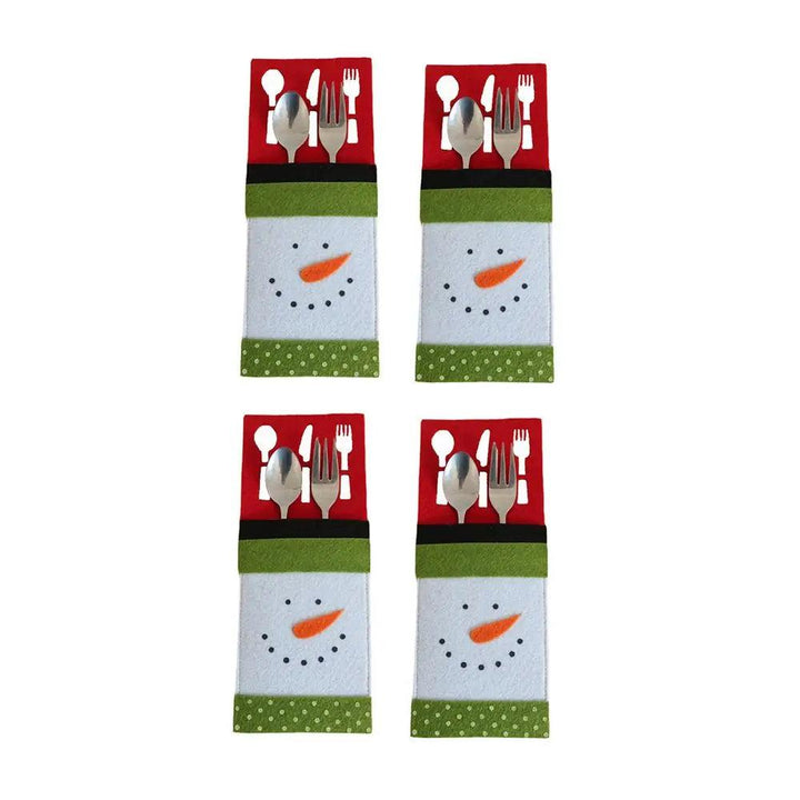 4PCS 44 Styles Christmas Knife and Fork Holder Elk Xmas Tree Pocket Cutlery Bag Non-woven fabric Cookware Organizer Table Decor - My Store