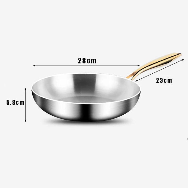316 Stainless Steel Frying Pan Wok Pan Nonstick Cooking Fried Steak Gas Stove Pot Induction General Saucepan Kitchen Cookware - My Store