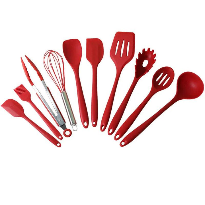 10 PCS Silicone Cookware Set Kitchen Cooking Tools Baking Tools Tableware Silicone Shovel Spoon Scraper Kitchen Accessories - My Store