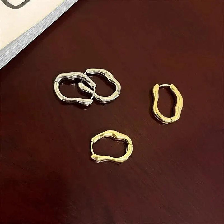 Gold Color Metallic Ear Loops For Women Simple Cool Style Irregular Geometric Ear Buckle Personalized Party HooP Earring Jewelry - My Store