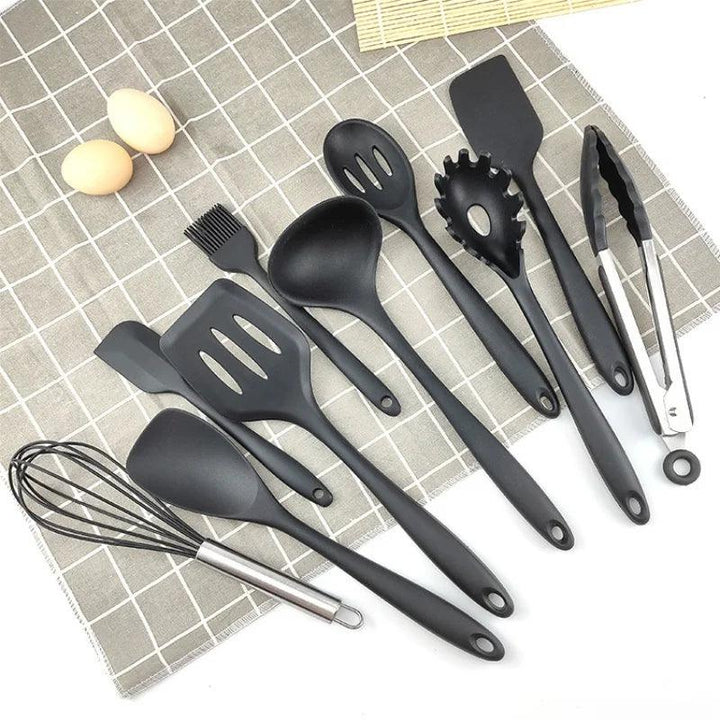 10 PCS Silicone Cookware Set Kitchen Cooking Tools Baking Tools Tableware Silicone Shovel Spoon Scraper Kitchen Accessories - My Store