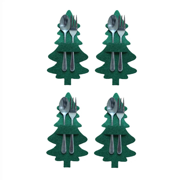 4PCS 44 Styles Christmas Knife and Fork Holder Elk Xmas Tree Pocket Cutlery Bag Non-woven fabric Cookware Organizer Table Decor - My Store