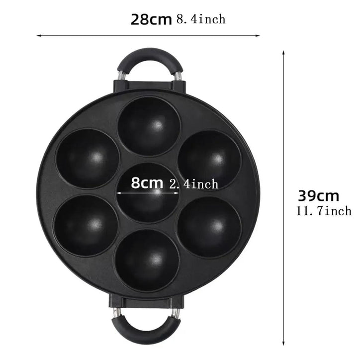 7 Hole Cooking Cake Pan Cast Iron Omelette Pan Non-Stick Cooking Pot Breakfast Egg Cooker Cake Mold Kitchen Cookware Kitchenware - My Store