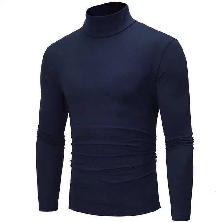 Autumn Winter Men's High Neck T-shirt Slim Fit Fashion High Elastic Long Sleeve Casual Breathable Apparel Pullover Thermal Tops - My Store