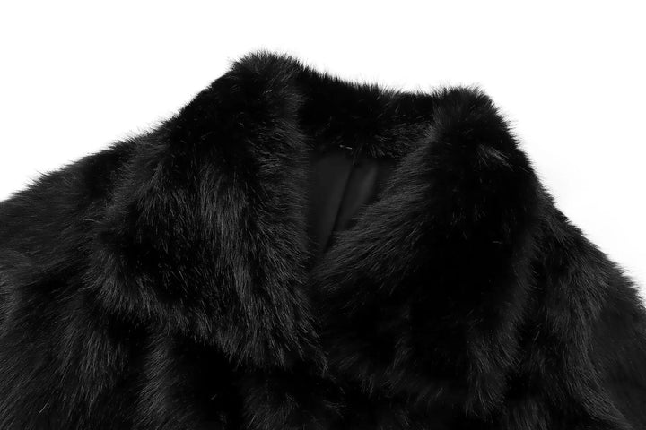TRAFZA-Women Fashion Winter Solid Big Lapel Coat Faux Fur Coat Jacket New 2025 Autumn Winter Slouchy Burgundy Black Gray Coat - My Store