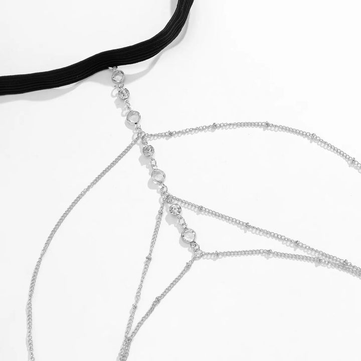 Boho Elastic Band Crystal Leg Thigh Chain for Women Summer Beach Sexy Tassel Multilayer Adjustable Body Jewelry Dress Decorate - My Store