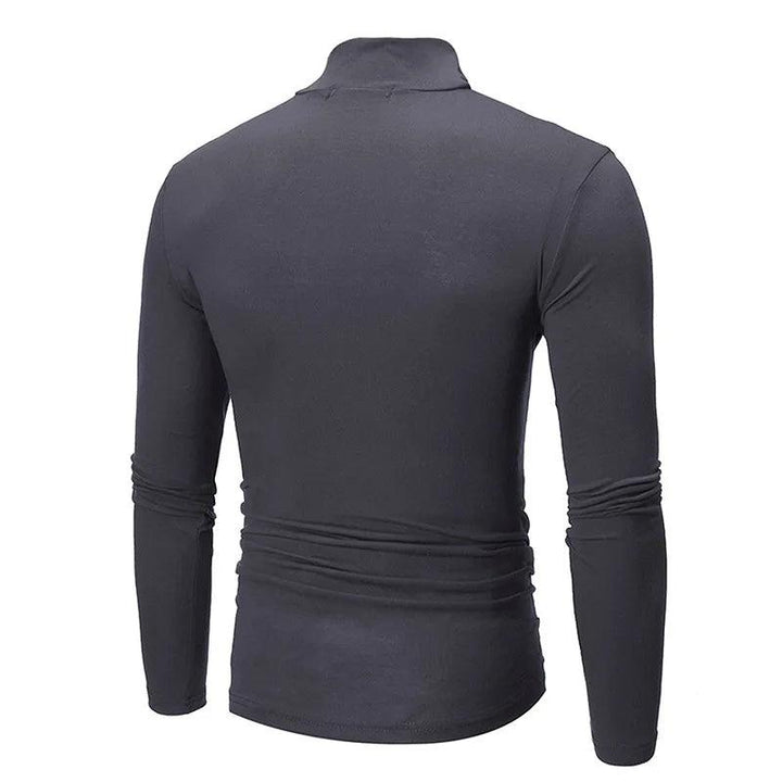 Autumn Winter Men's High Neck T-shirt Slim Fit Fashion High Elastic Long Sleeve Casual Breathable Apparel Pullover Thermal Tops - My Store
