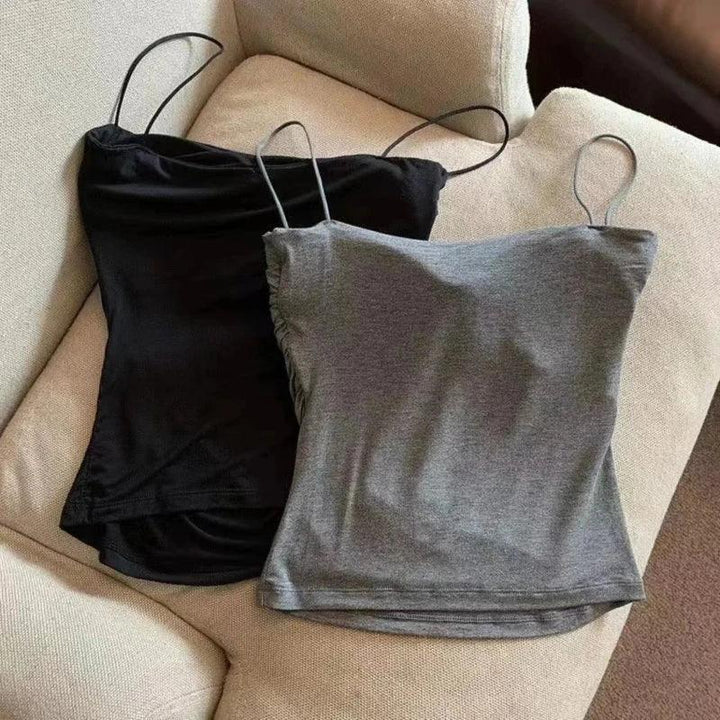 New Women's Halter Top Summer Korean Style Trend Fashion Built-In Women's Bra Stretch Women's Beach Everyday Casual Tank Top - My Store