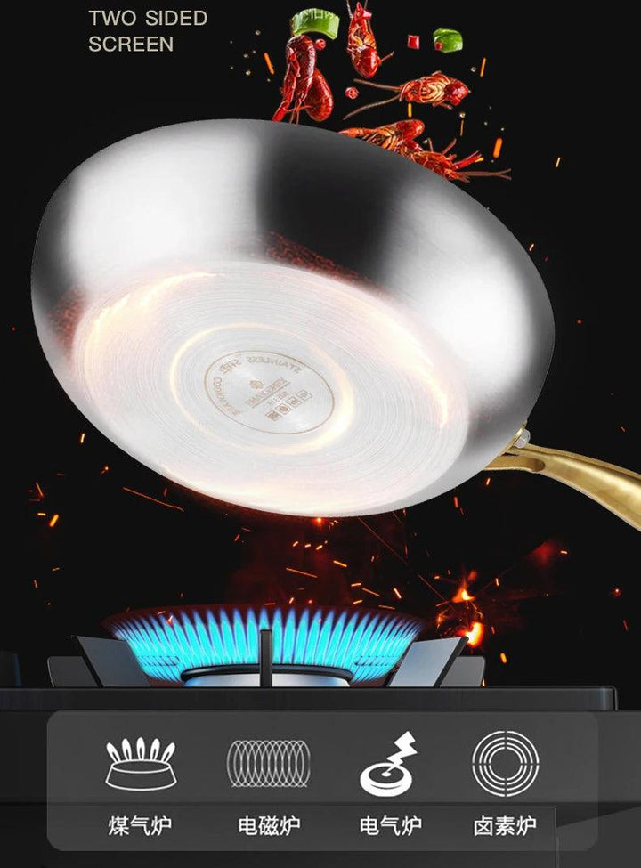 316 Stainless Steel Frying Pan Wok Pan Nonstick Cooking Fried Steak Gas Stove Pot Induction General Saucepan Kitchen Cookware - My Store