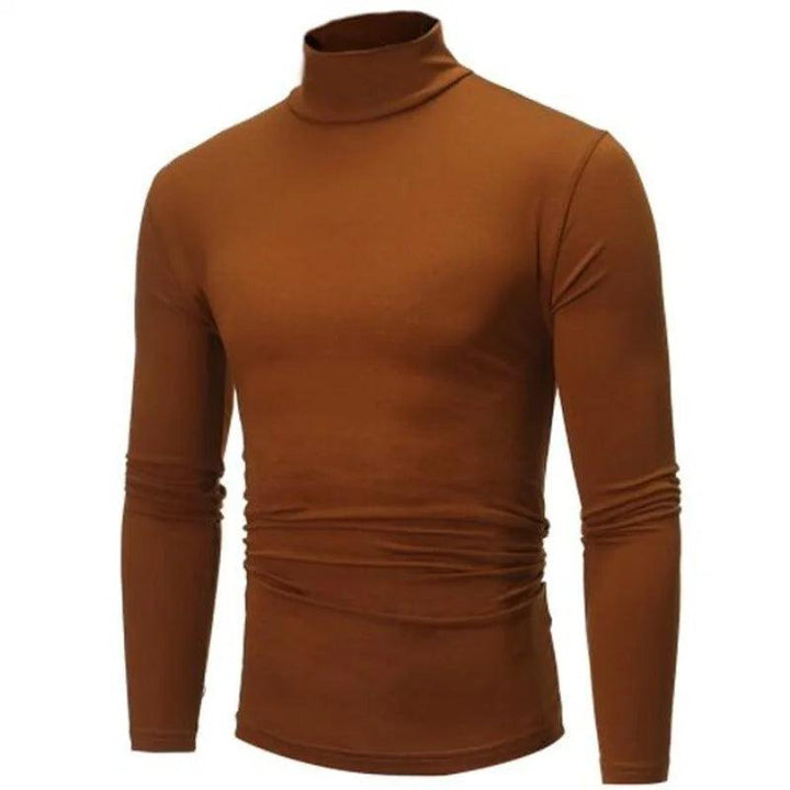 Autumn Winter Men's High Neck T-shirt Slim Fit Fashion High Elastic Long Sleeve Casual Breathable Apparel Pullover Thermal Tops - My Store