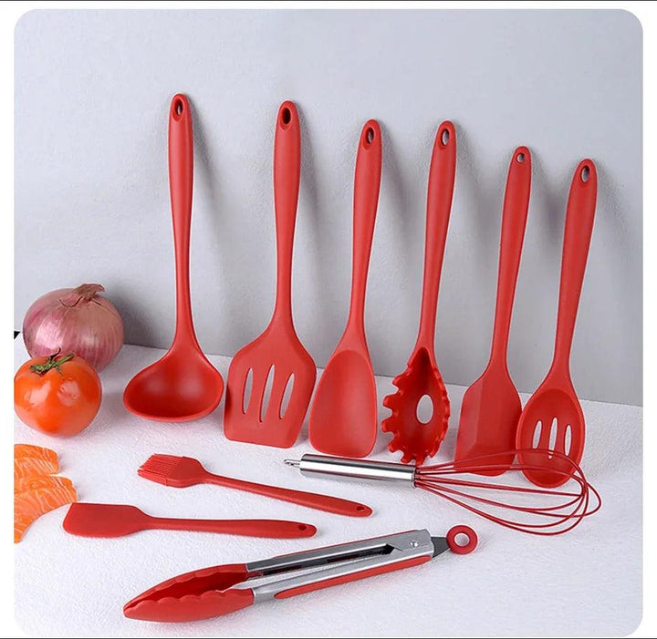10 PCS Silicone Cookware Set Kitchen Cooking Tools Baking Tools Tableware Silicone Shovel Spoon Scraper Kitchen Accessories - My Store