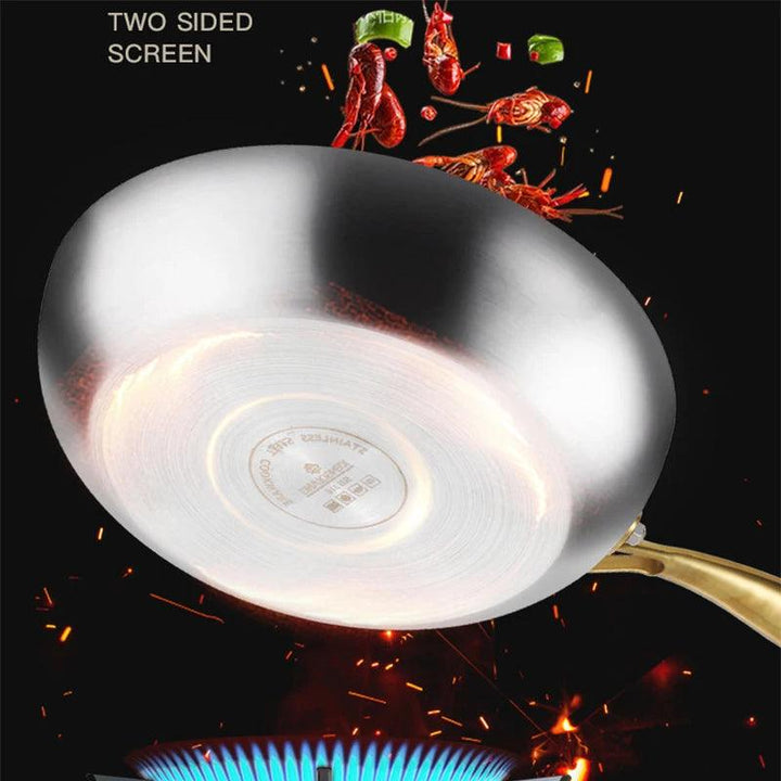 316 Stainless Steel Frying Pan Wok Pan Nonstick Cooking Fried Steak Gas Stove Pot Induction General Saucepan Kitchen Cookware - My Store