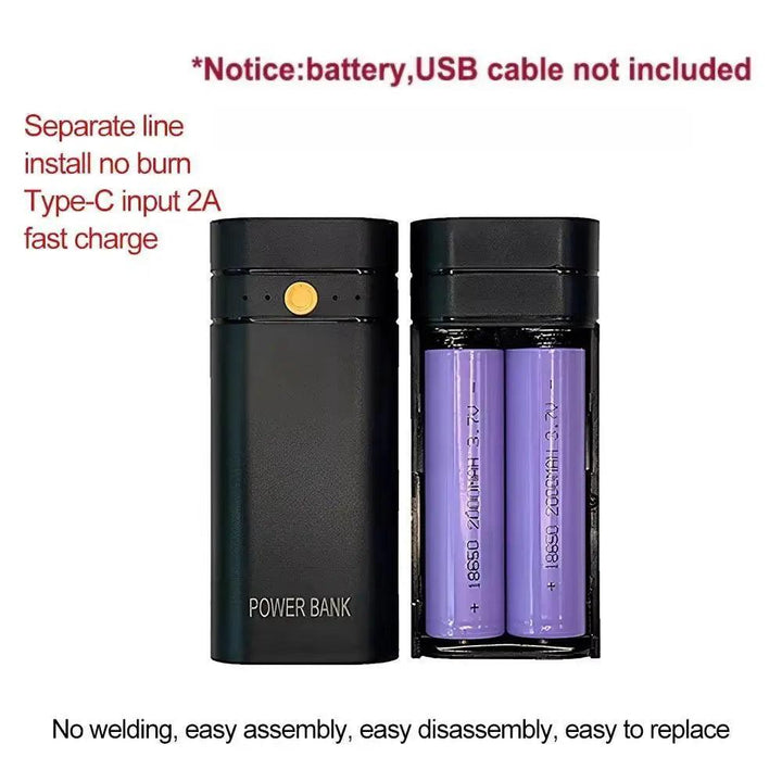 5V 2A 6000mAh 2X 18650 USB Type-C Battery Charger Case DIY Power Bank Box For Phone Electronic Charging Not Including Batteries - My Store