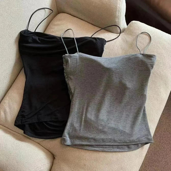 New Women's Halter Top Summer Korean Style Trend Fashion Built-In Women's Bra Stretch Women's Beach Everyday Casual Tank Top - My Store