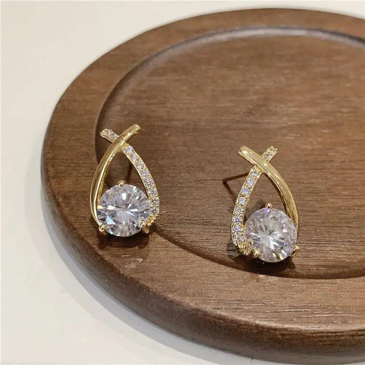 New Exquisite Shiny Zircon Heart Flower Earrings Korean Elegant Square Geometric Crystal Earrings for Women Fashion Jewelry Gift - My Store