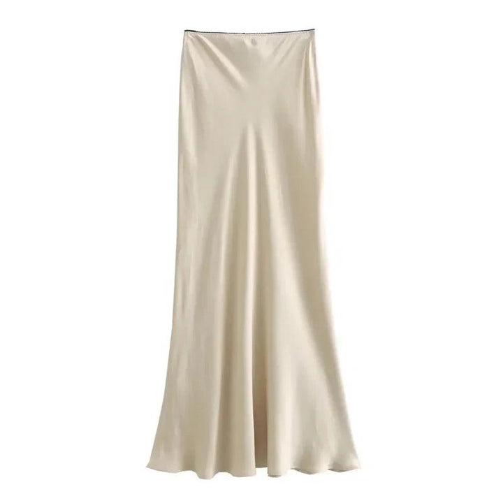 ASDS Black Satin Skirt Woman Bow Elegant Long Skirts For Women 2024 Summer High Waist Midi Skirt Fashion New In Women's Skirts - My Store