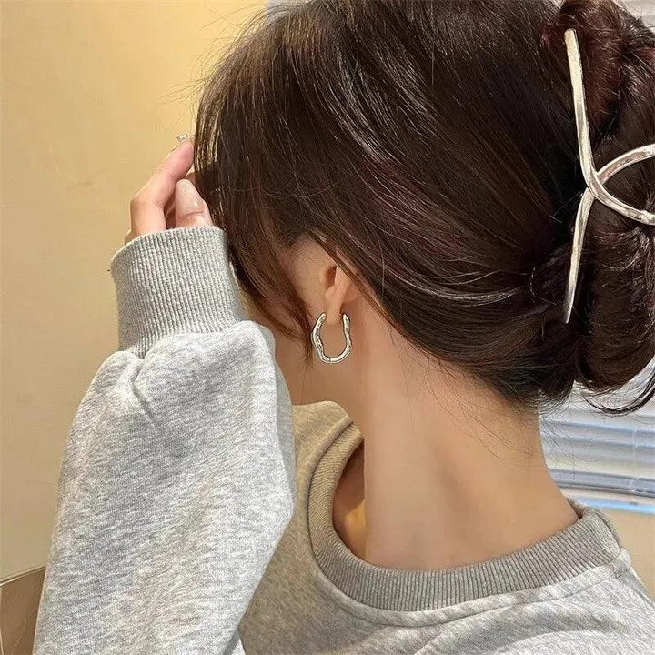 Gold Color Metallic Ear Loops For Women Simple Cool Style Irregular Geometric Ear Buckle Personalized Party HooP Earring Jewelry - My Store