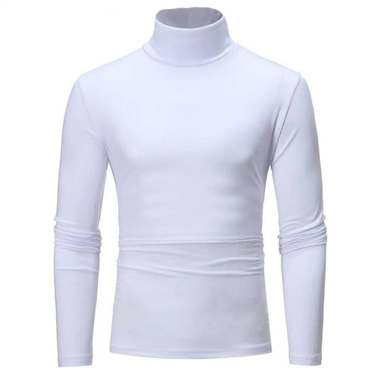 Autumn Winter Men's High Neck T-shirt Slim Fit Fashion High Elastic Long Sleeve Casual Breathable Apparel Pullover Thermal Tops - My Store
