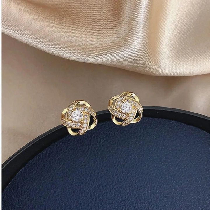 New Exquisite Shiny Zircon Heart Flower Earrings Korean Elegant Square Geometric Crystal Earrings for Women Fashion Jewelry Gift - My Store