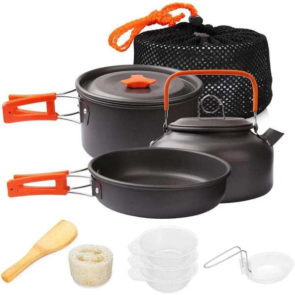 Camping Cookware Kit Outdoor Cooking Set Aluminum Equipment Outdoor Pot Travel Tableware Kitchen Hiking Picnic BBQ - My Store