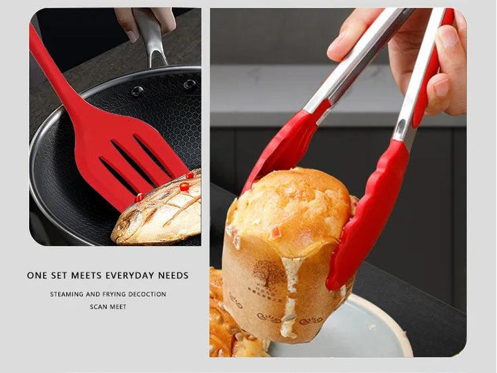 10 PCS Silicone Cookware Set Kitchen Cooking Tools Baking Tools Tableware Silicone Shovel Spoon Scraper Kitchen Accessories - My Store