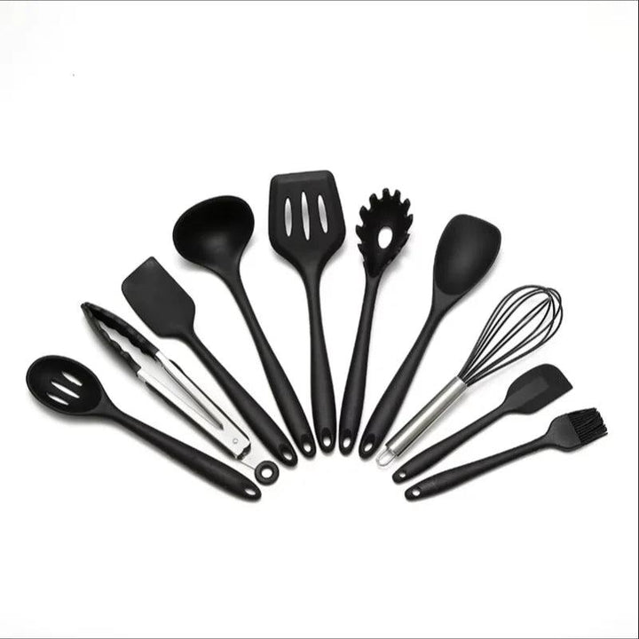 10 PCS Silicone Cookware Set Kitchen Cooking Tools Baking Tools Tableware Silicone Shovel Spoon Scraper Kitchen Accessories - My Store