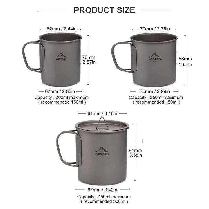 Widesea Camping Mug Titanium Cup Tourist Tableware Picnic Utensils Outdoor Kitchen Equipment Travel Cooking Set Cookware Hiking - My Store