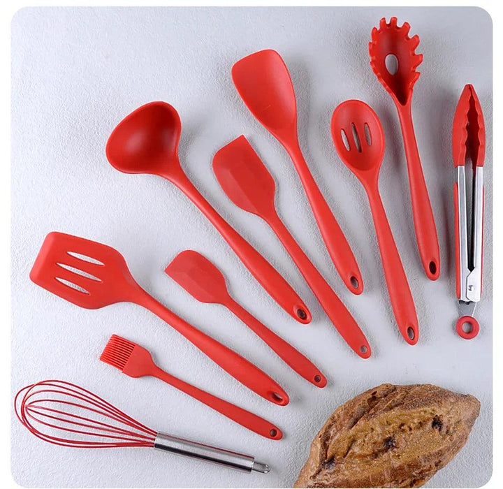 10 PCS Silicone Cookware Set Kitchen Cooking Tools Baking Tools Tableware Silicone Shovel Spoon Scraper Kitchen Accessories - My Store