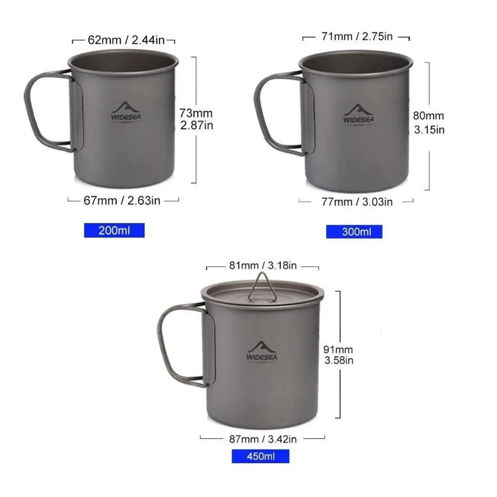 Widesea Camping Mug Titanium Cup Tourist Tableware Picnic Utensils Outdoor Kitchen Equipment Travel Cooking Set Cookware Hiking - My Store