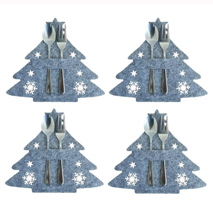 4PCS 44 Styles Christmas Knife and Fork Holder Elk Xmas Tree Pocket Cutlery Bag Non-woven fabric Cookware Organizer Table Decor - My Store