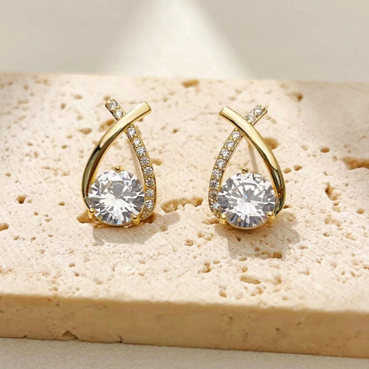 New Exquisite Shiny Zircon Heart Flower Earrings Korean Elegant Square Geometric Crystal Earrings for Women Fashion Jewelry Gift - My Store