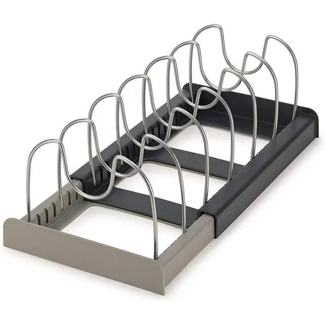 Expandable Stainless Steel Storage Rack Kitchen Cabinet Holder for Pan Pot Lid Cutting Board Drying Cookware Dish Rack Organizer - My Store