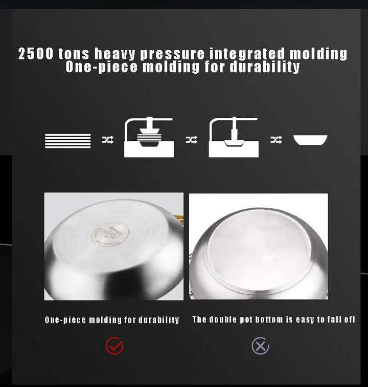 316 Stainless Steel Frying Pan Wok Pan Nonstick Cooking Fried Steak Gas Stove Pot Induction General Saucepan Kitchen Cookware - My Store