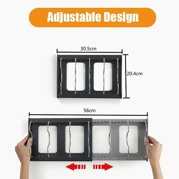 Expandable Stainless Steel Storage Rack Kitchen Cabinet Holder for Pan Pot Lid Cutting Board Drying Cookware Dish Rack Organizer - My Store