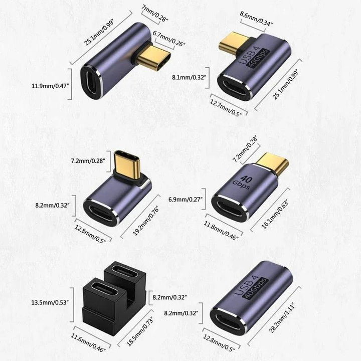USB 4.0 PD 100W 8K 60Hz Charger Connector for Macbook 40Gbps High Speed USB C OTG U-Shape Straight Angle Male to Female Adapter - My Store