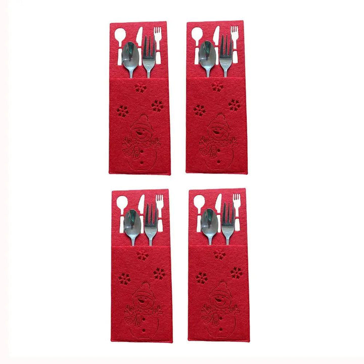 4PCS 44 Styles Christmas Knife and Fork Holder Elk Xmas Tree Pocket Cutlery Bag Non-woven fabric Cookware Organizer Table Decor - My Store
