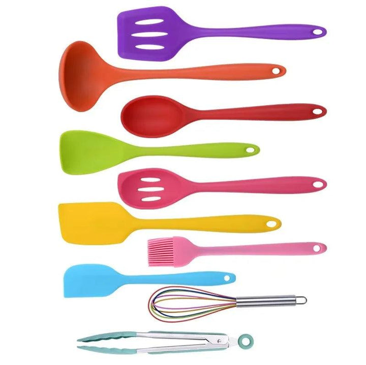 10 PCS Silicone Cookware Set Kitchen Cooking Tools Baking Tools Tableware Silicone Shovel Spoon Scraper Kitchen Accessories - My Store
