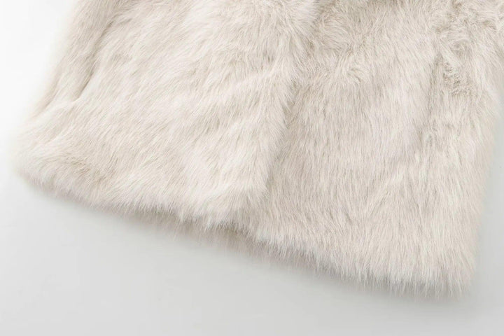 TRAFZA-Women Fashion Winter Solid Big Lapel Coat Faux Fur Coat Jacket New 2025 Autumn Winter Slouchy Burgundy Black Gray Coat - My Store