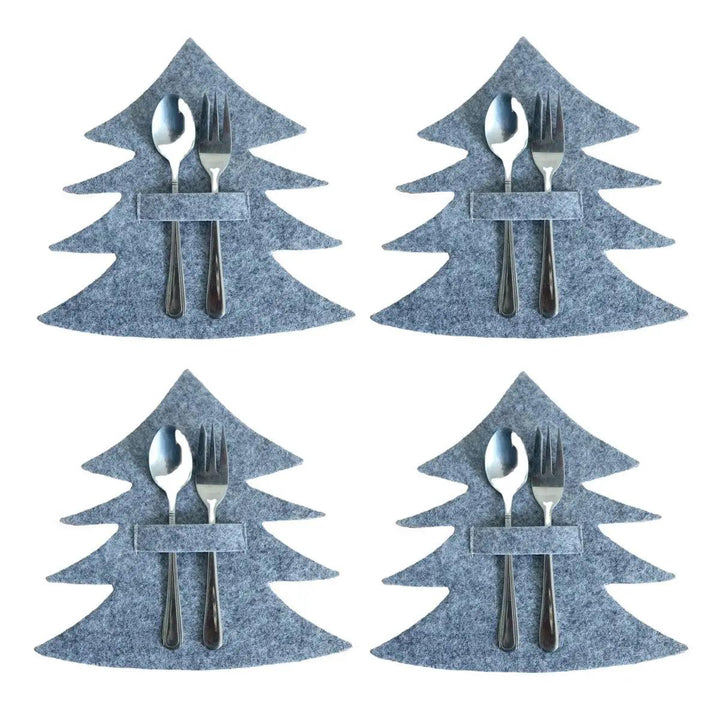 4PCS 44 Styles Christmas Knife and Fork Holder Elk Xmas Tree Pocket Cutlery Bag Non-woven fabric Cookware Organizer Table Decor - My Store