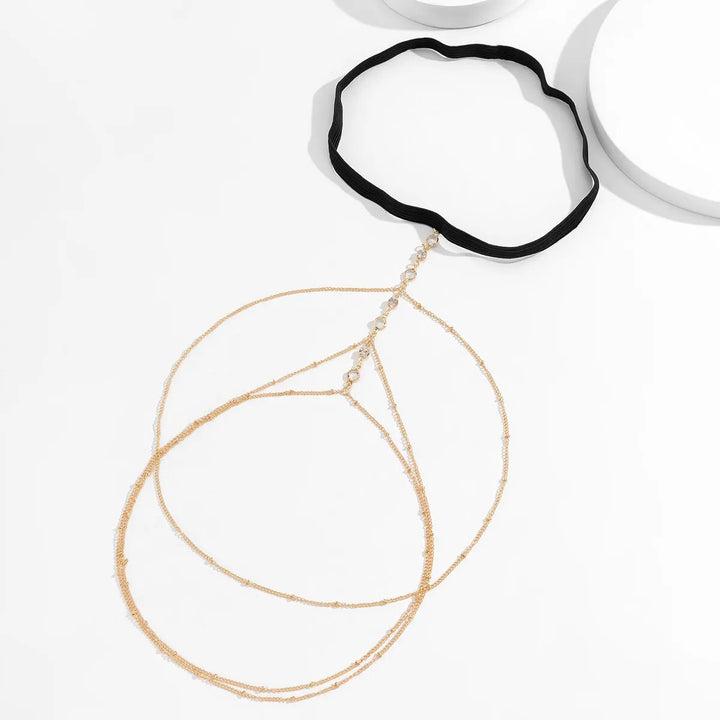 Boho Elastic Band Crystal Leg Thigh Chain for Women Summer Beach Sexy Tassel Multilayer Adjustable Body Jewelry Dress Decorate - My Store