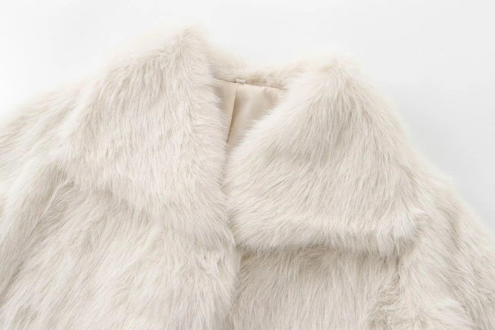 TRAFZA-Women Fashion Winter Solid Big Lapel Coat Faux Fur Coat Jacket New 2025 Autumn Winter Slouchy Burgundy Black Gray Coat - My Store