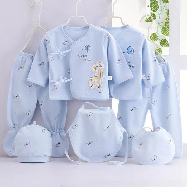 7Piece Spring Newborn Baby Stuff Toddler Clothes Cartoon Cute Cotton T-shirt+Pants+Hats Infant Boys Girls Clothing Set BC316 - My Store