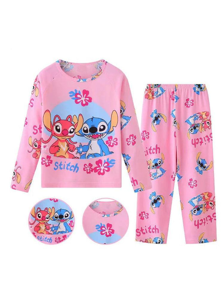 New Spring Children's Clothing Sets Stitch Angel Boy Sleepwear Long sleeved pants Clothes Kids Pajamas Set Baby Girls Pyjamas - My Store