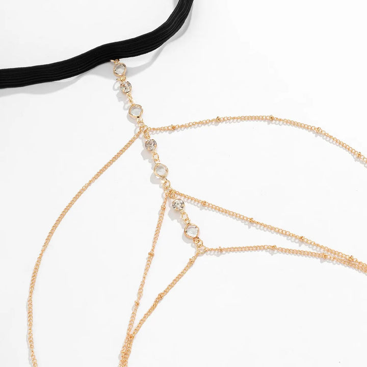 Boho Elastic Band Crystal Leg Thigh Chain for Women Summer Beach Sexy Tassel Multilayer Adjustable Body Jewelry Dress Decorate - My Store