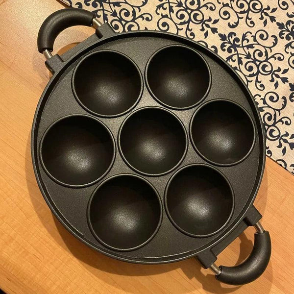 7 Hole Cooking Cake Pan Cast Iron Omelette Pan Non-Stick Cooking Pot Breakfast Egg Cooker Cake Mold Kitchen Cookware Kitchenware - My Store