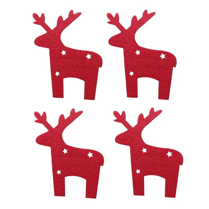 4PCS 44 Styles Christmas Knife and Fork Holder Elk Xmas Tree Pocket Cutlery Bag Non-woven fabric Cookware Organizer Table Decor - My Store