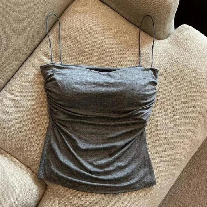New Women's Halter Top Summer Korean Style Trend Fashion Built-In Women's Bra Stretch Women's Beach Everyday Casual Tank Top - My Store