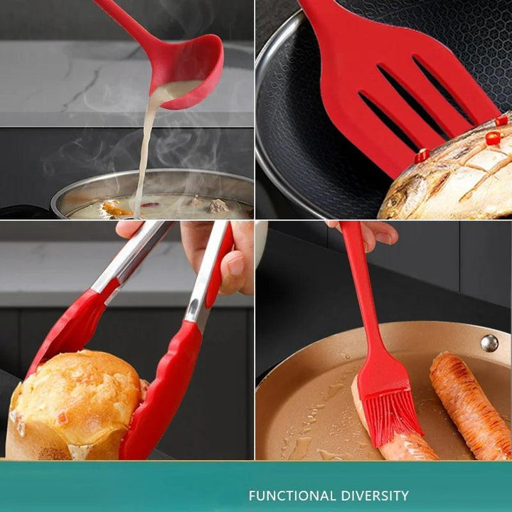 10 PCS Silicone Cookware Set Kitchen Cooking Tools Baking Tools Tableware Silicone Shovel Spoon Scraper Kitchen Accessories - My Store