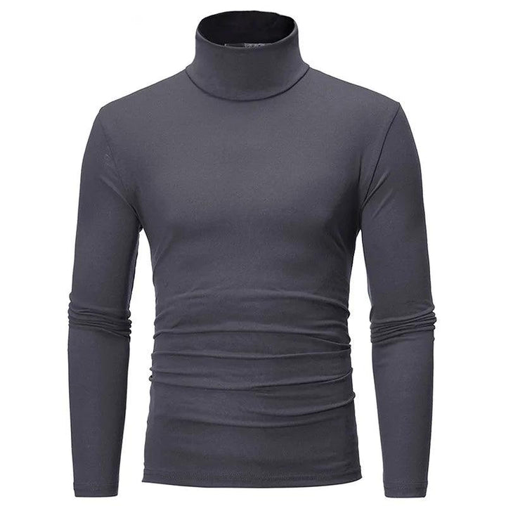 Autumn Winter Men's High Neck T-shirt Slim Fit Fashion High Elastic Long Sleeve Casual Breathable Apparel Pullover Thermal Tops - My Store